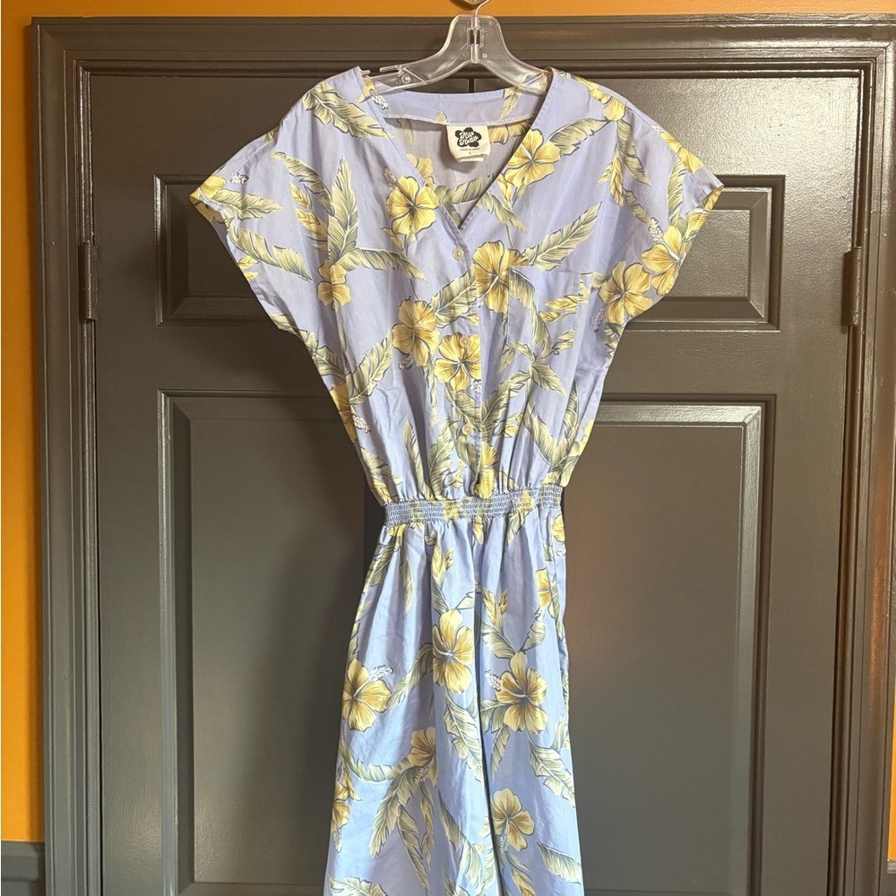Vintage Hilo Hattie Blue and Yellow Floral Romper